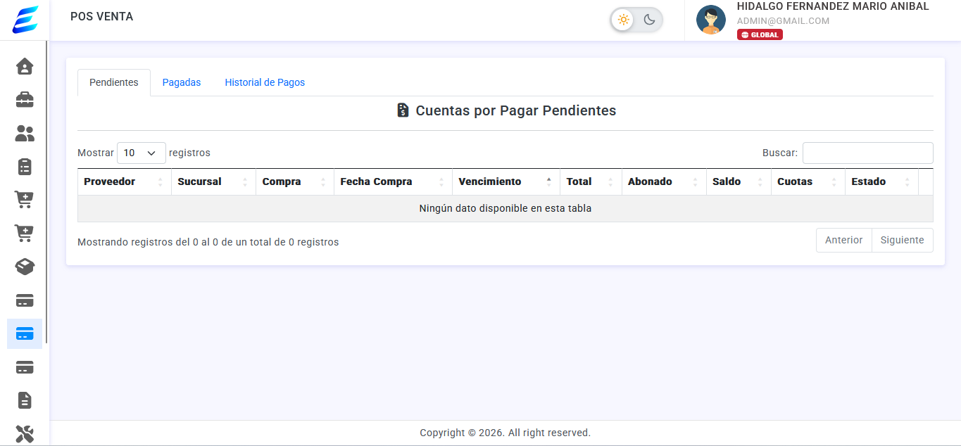 Captura del módulo Cuentas por pagar de EdeFactu