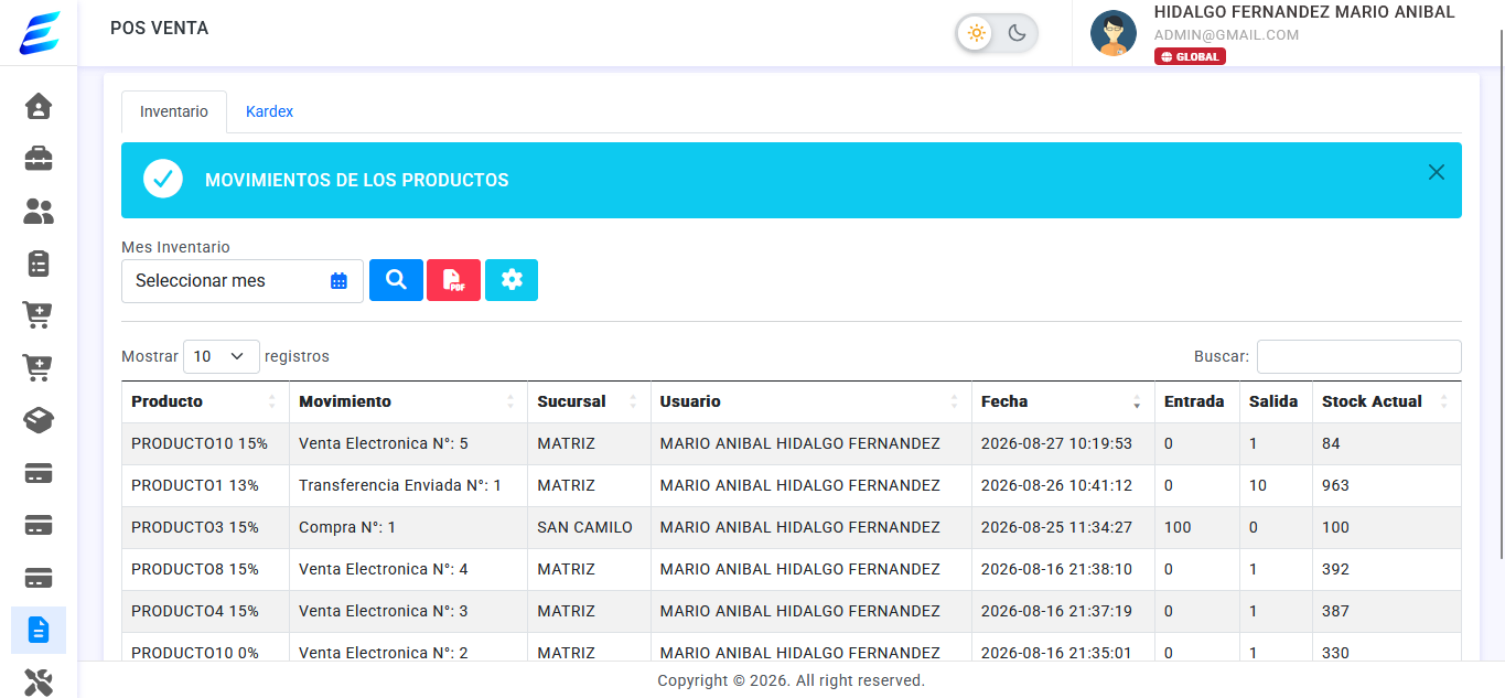 Inventario y Kardex de EdeFactu