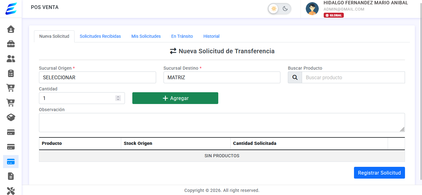 Captura del módulo Transferencias de EdeFactu